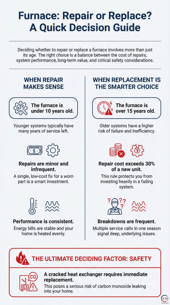 Furnace Repair vs Replace Infographics